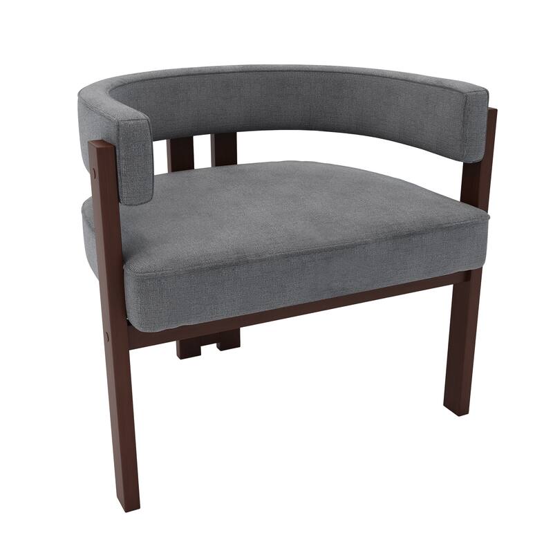 Modern Accent Chair, Upholstered Armchair with Open Back, 3 Legs Barrel Dining Chair Comfy Casual Side Chair Set of 2