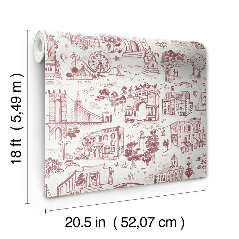 NuWallpaper Brownstone Boys Toile de New York Brick Peel and Stick Wallpaper - N/A