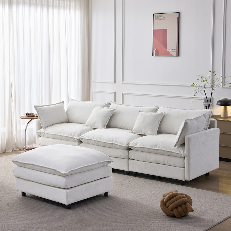 105" Modular Sectional Couch,3 Seater with Ottoman L Shape Sofa