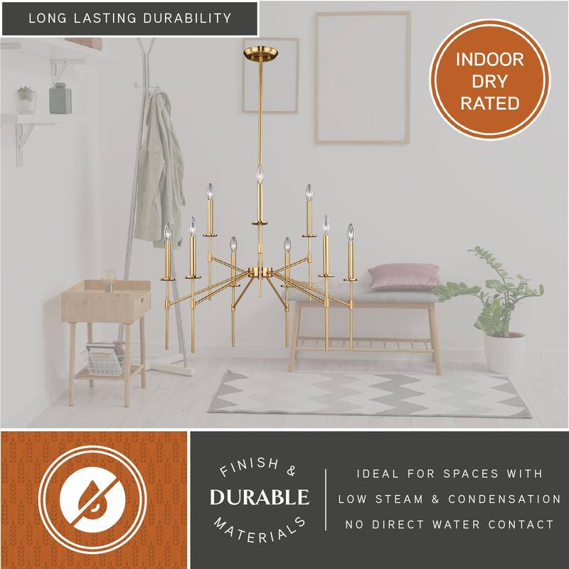 Kedzie 9 Light Brass Mid-Century Modern Chandelier