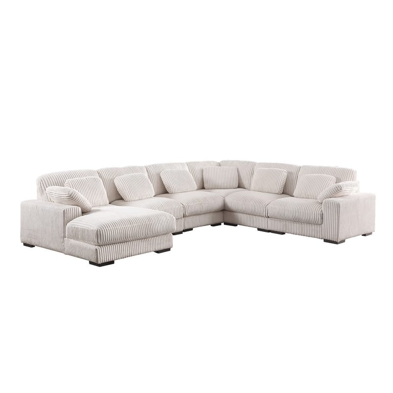 Nadine 155.5"W Corduroy Modular Corner Sectional Sofa with Left-Facing Chaise