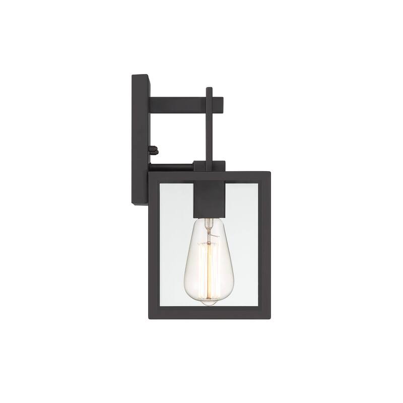 Preston 11.75 in. 1-Light Matte Black Modern Outdoor Wall Lantern with Clear Glass Shade