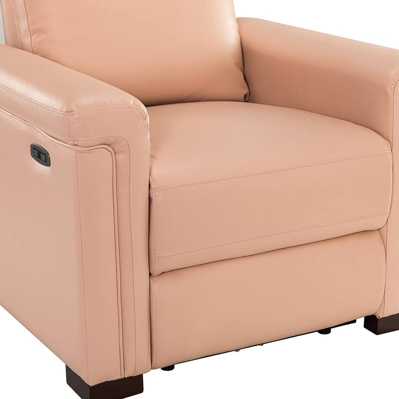 Alicia 34.65" Wide Contemporary Classic Genuine Leather Power Recliner With USB Port