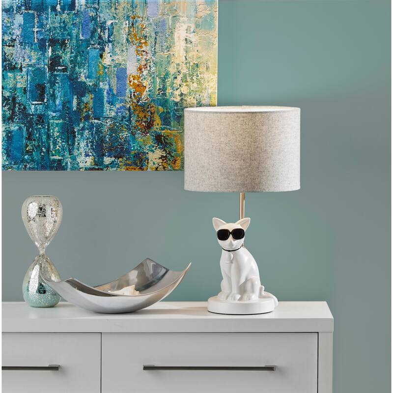 Adesso White Sunny Cat Table Lamp