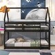 preview thumbnail 9 of 19, Twin over Twin Size Wood Loft Bed with Roof Design, Safety Guardrail and Ladder