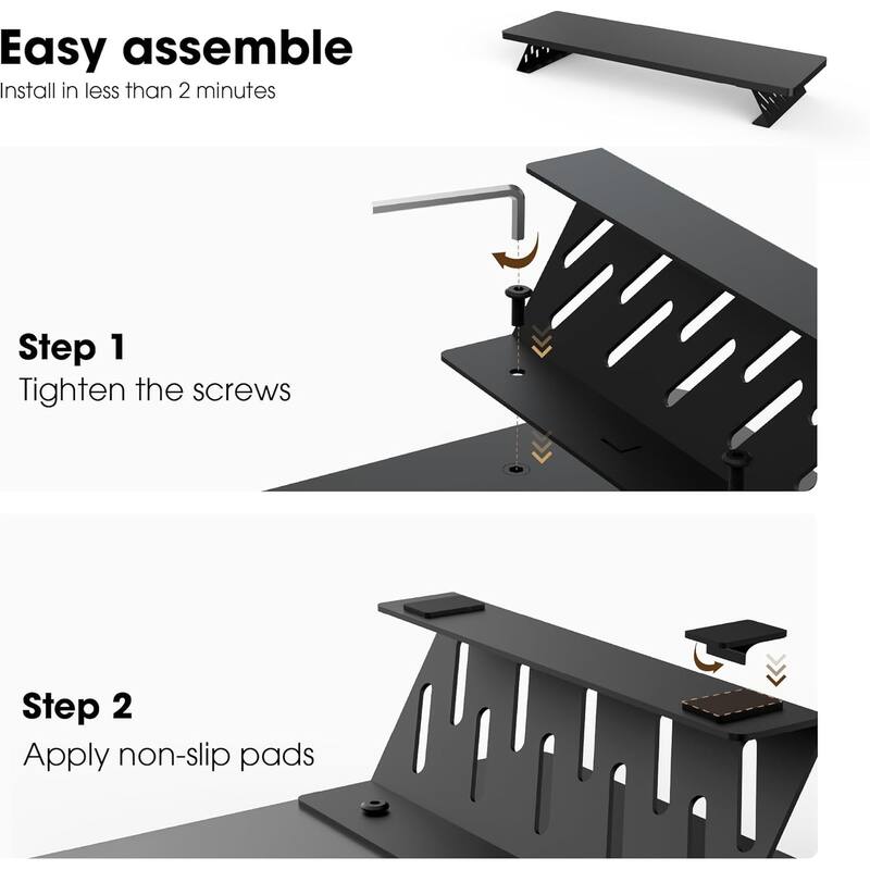Fenge Dual Monitor Stand Riser, 31.5 inch Long Monitor Stand for Desk - 31.5 x 9.2 x 3.9 inches