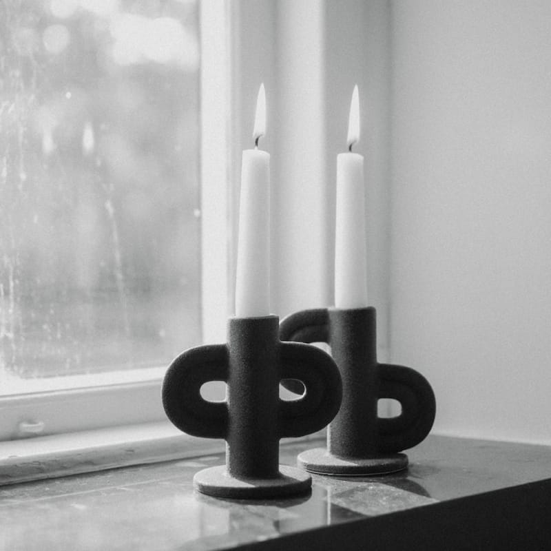 Swirl Ceramic Votive Holder - 4.5" - Black