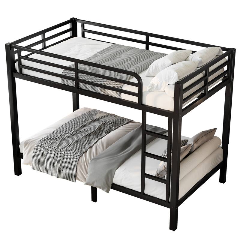 Metal Twin over Twin Bunk Bed for Teens and Adults,Space-Saving/Noise Reduced/No Box Spring Needed, Black