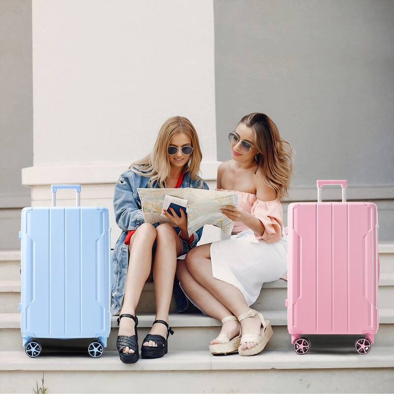 Hardshell Luggage, Lightweight Durable ABS Suitcases with Double Wheels, Expandable 24 Inch Checked Travel Luggage