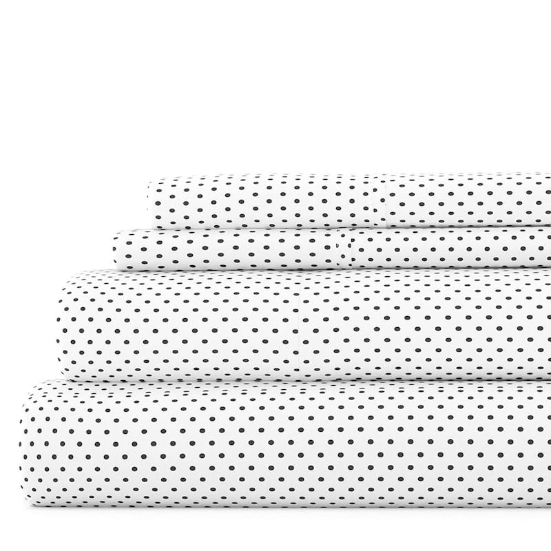 Becky Cameron Double Brushed Printed 4pc Deep Pocket Bedsheet Sets - King - Stippled- Gray