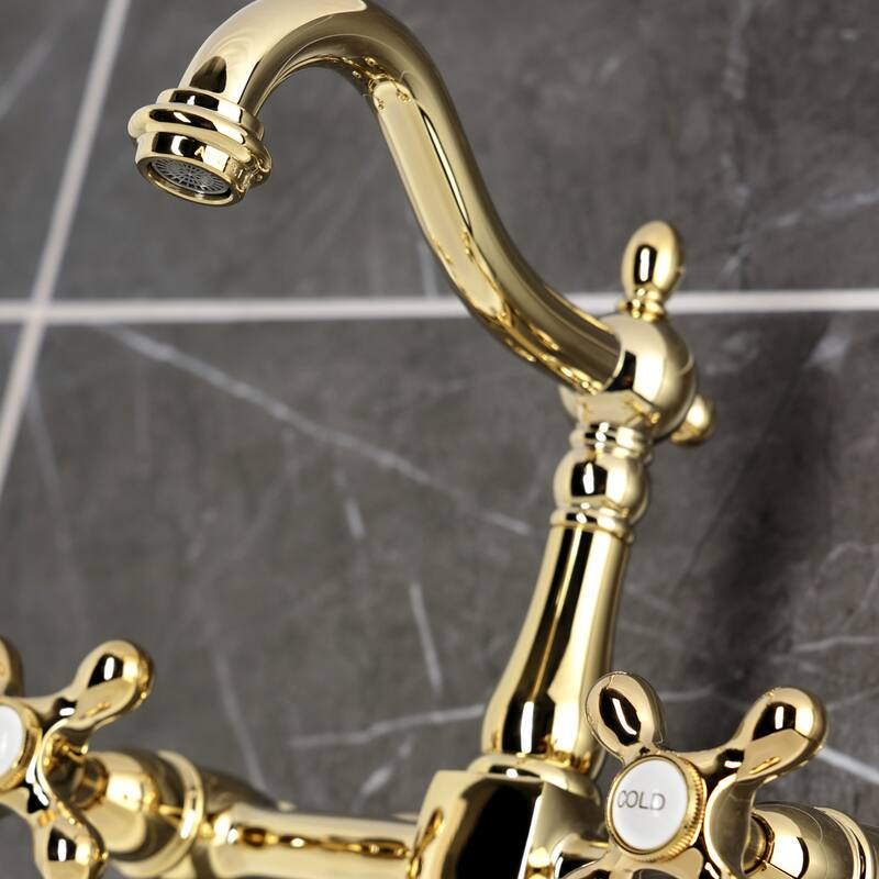 Heritage Two-Handle 2-Hole Wall Mount Bridge Kitchen Faucet