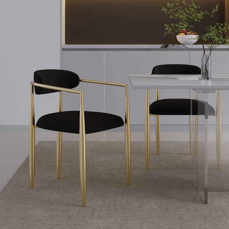 Modern Fabric Upholstered Back Armchair Dining Chair (Set of 2)
