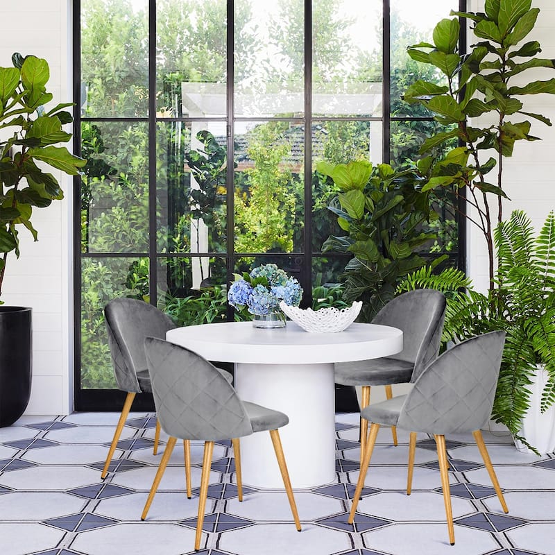 HomyLin Modern Upholstered Fabric Dining Chair Mid Back Armless