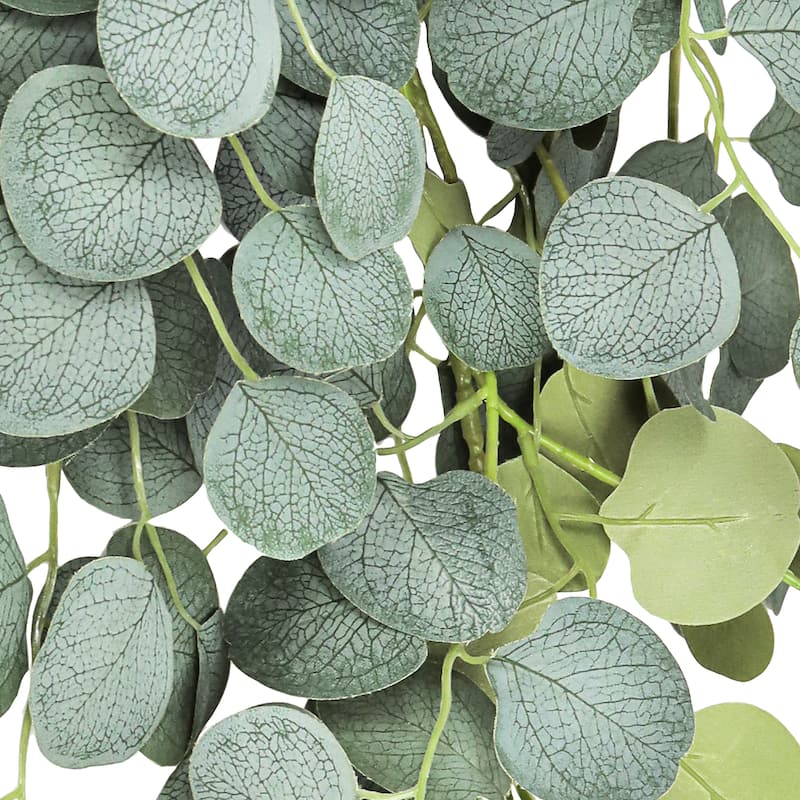 Frosted Green Artificial Silver Dollar Eucalyptus Hanging Plant Greenery Foliage Bush 52in - 52" L x 22" W x 3" DP