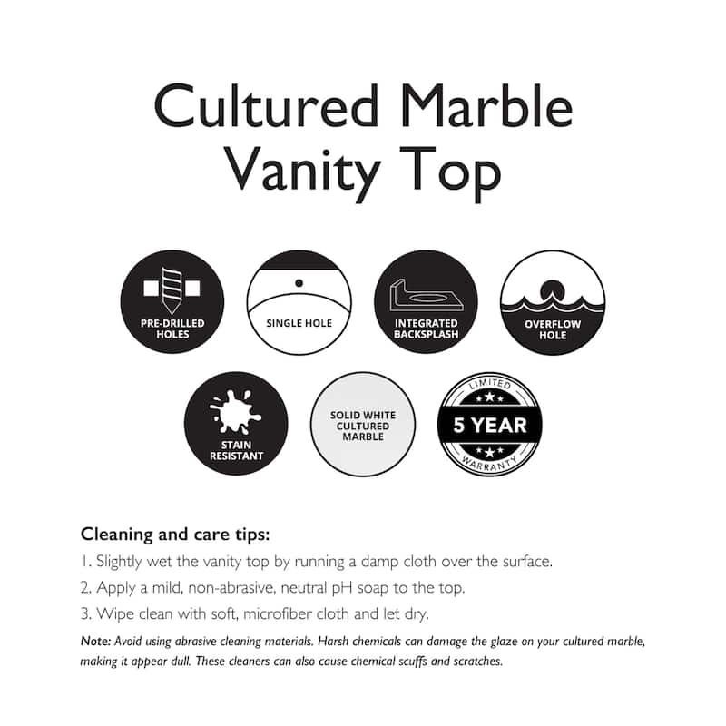 Design House 49" Cultured Marble Vanity Top with Backsplash