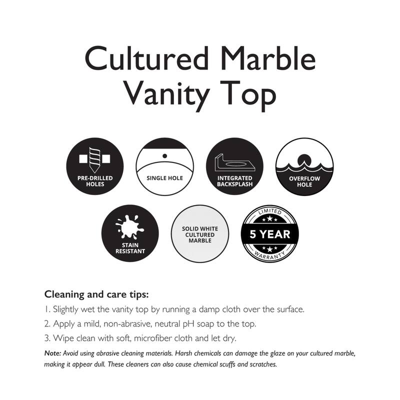 Design House 73" Cultured Marble Vanity Top and Backsplash - Single