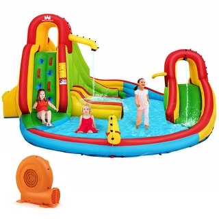 Costway Kids Inflatable Water Slide Bounce Park Splash Pool with Water - 189''×165.5''×92''(L×W×H)