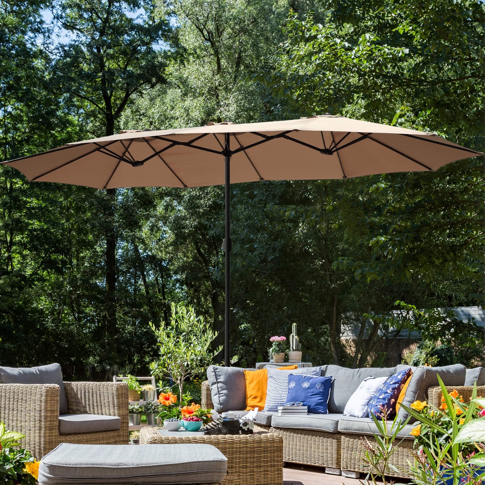 clrarance patio umbrella under 20 Best Choice Products 7.5ft Market with Wavy Trim, Fade-Resistant, Crank & Tilt, Wind Vent Steel UV Protection (UPF)z Autlaycil 15ft Patio Umbrella with