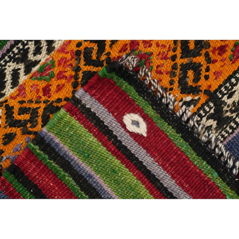 Hand Woven Oriental 100% Wool Carpet Southwestern Tribal Multi-Colored Kilim Area Rug - 7' 4'' X 4' 7''
