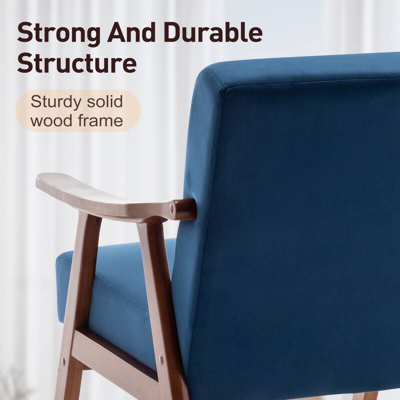 Modern Velvet Accent Chair with Solid Wood Frame