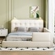 preview thumbnail 2 of 16, Queen Size Upholstered Platform Bed with 2 Reading Lights, White