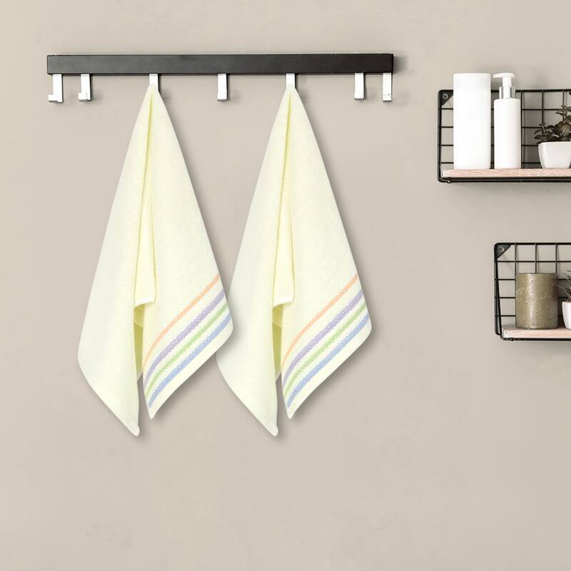 Colorful Striped Pattern 2 Pack Hand Towels, Comfort and Quick Drying Towel for Bathroom, Travel, Camp 13" x 30"