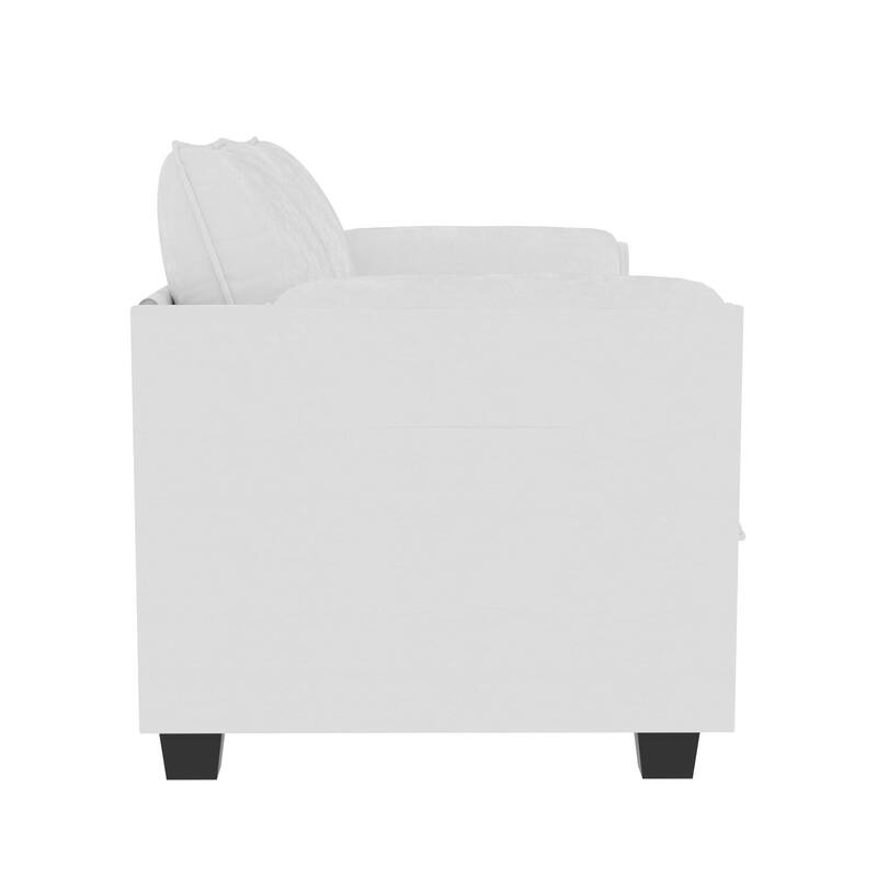 Solid Wood Loveseat Sofa, Fabric Upholstered Straight-Row 2 Seat Sofa, Lounge Sofa with Armrests for Small Spaces, Bedroom