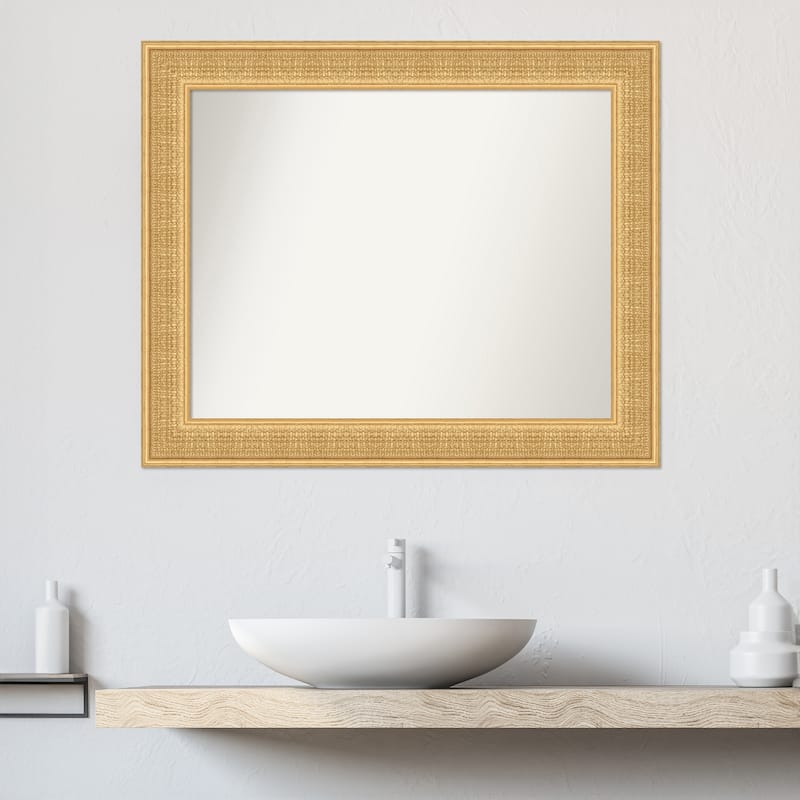 Trellis Non-Beveled Wood Framed Bathroom Vanity Wall Mirror - Trellis Gold
