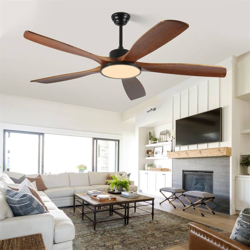 62" Large Ceiling Fan with Remote Control and Light with Three-Color Dimming