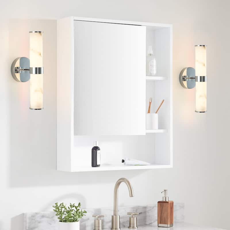 Resin Imitation Marble and Chrome Wall Sconce,Set of 2,Vertical Light Fixture for Bathrooms, Hallways(Only Indoor)