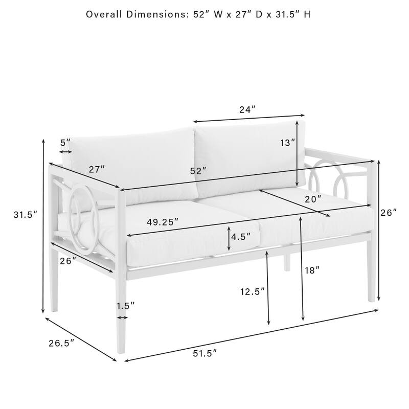 Ashford 2Pc Outdoor Metal Conversation Set - 67"x52"x31.5"