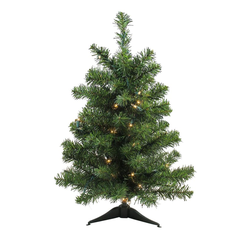 Pre-Lit Full Canadian Pine Artificial Christmas Tree - 3' - Clear Lights - 3 Foot