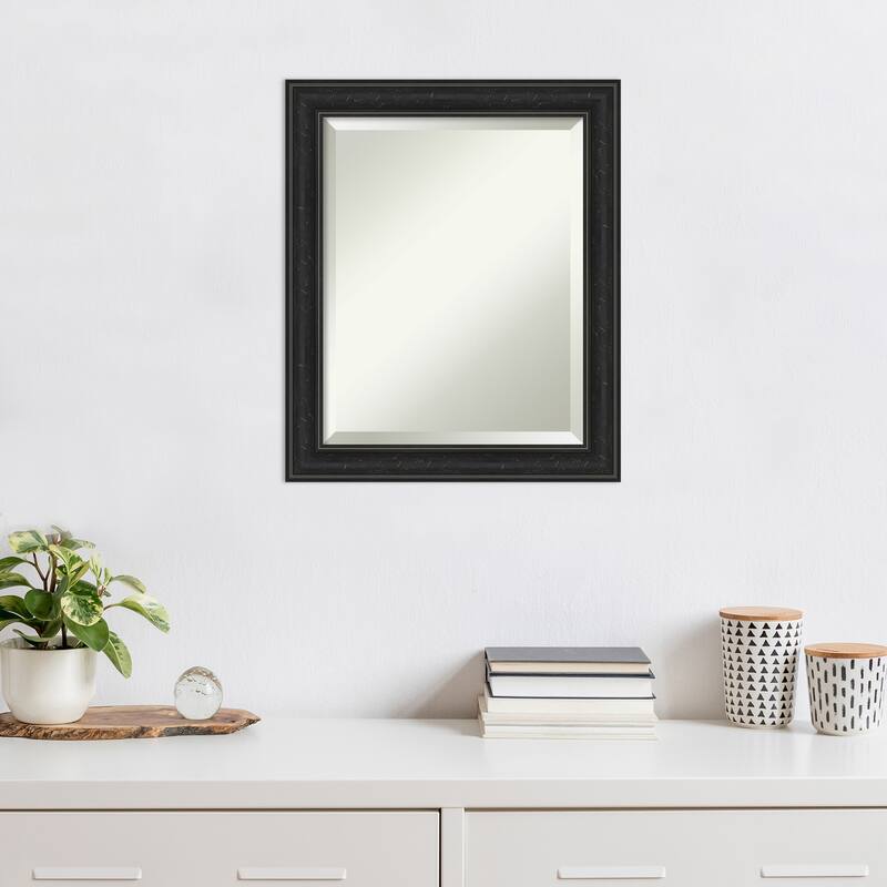 Beveled Wall Mirror - Shipwreck Black Narrow Frame