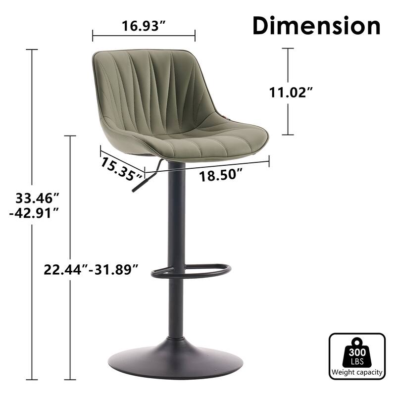 Swivel Upholstered Bar Stools Set of 2, Height Counter Stools