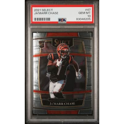 Ja'Marr Chase 2021 Panini Select Football Rookie Card #47 Graded PSA 10 - 8'6" x 11'6"