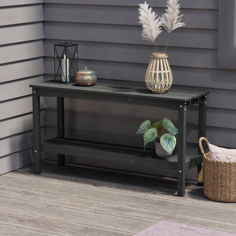 Laguna Hdpe All Weather Outdoor Patio Two Shelf Table