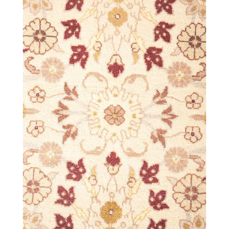Overton Hand Knotted Wool Vintage Inspired Traditional Mogul Ivory Area Rug - 3 x 5