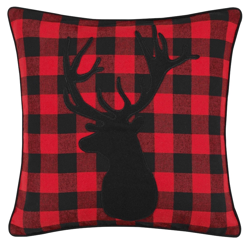 Eddie Bauer Cabin Plaid Stag Head Throw Pillow