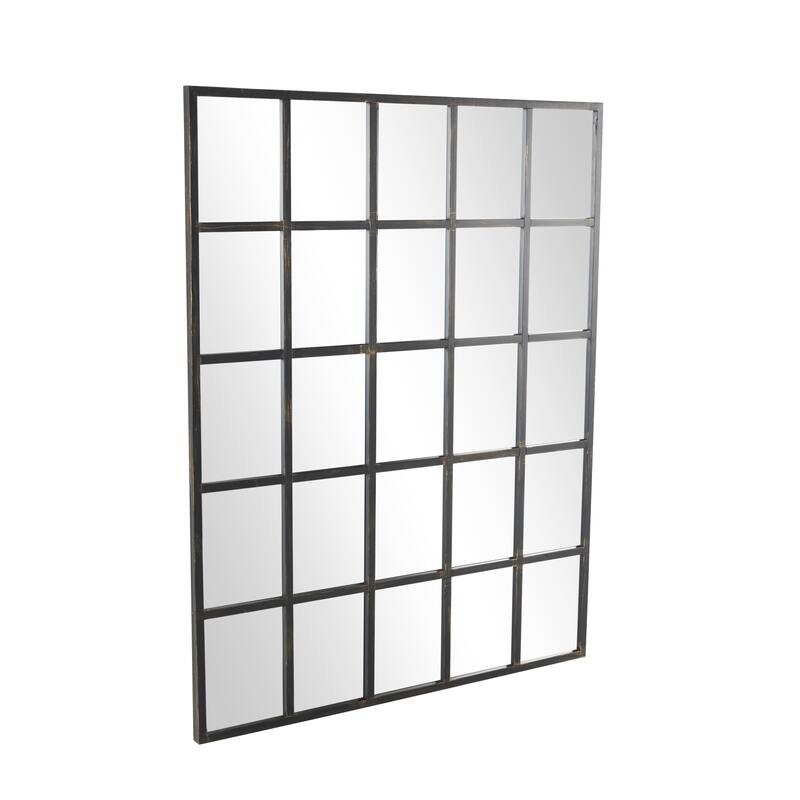 Metal Window Pane Inspired Grid Room Wall Mirror - Copper, Brown, Black - Roche River Decor