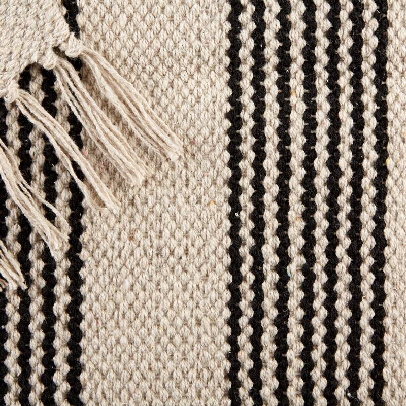 DII Black Ticking Stripe Hand-Loomed Rug 2x3 Ft - 24.0 In. L X 36.0 In. W X 0.2 In. H