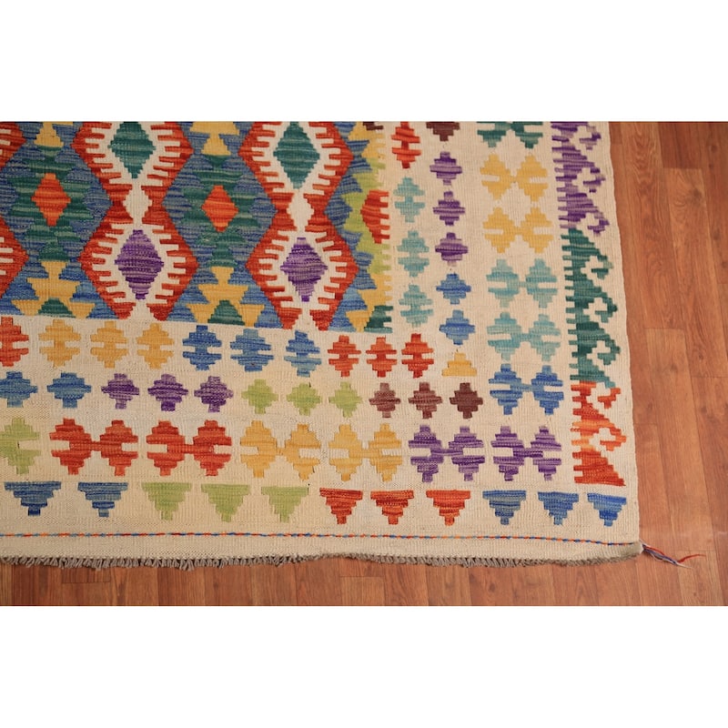 Kilim Oriental Large Rug Hand-Woven Tribal Wool Carpet - 10'1"x 15'11"
