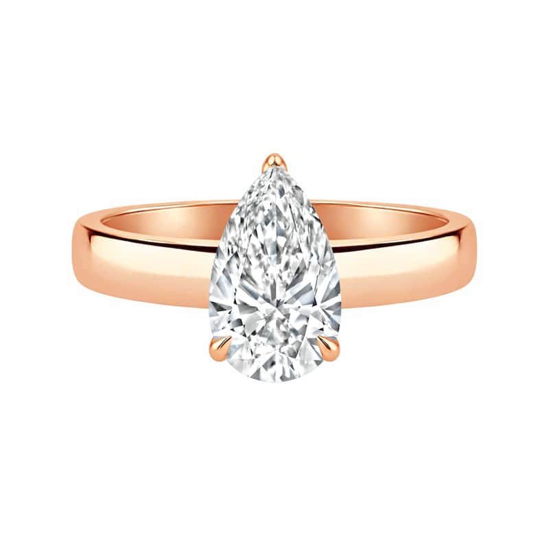 Auriya 14K Gold Pear Lab Grown Diamond Cigar Band Engagement Ring 1.00 - 5.00ct. tw. (F-G, VS)