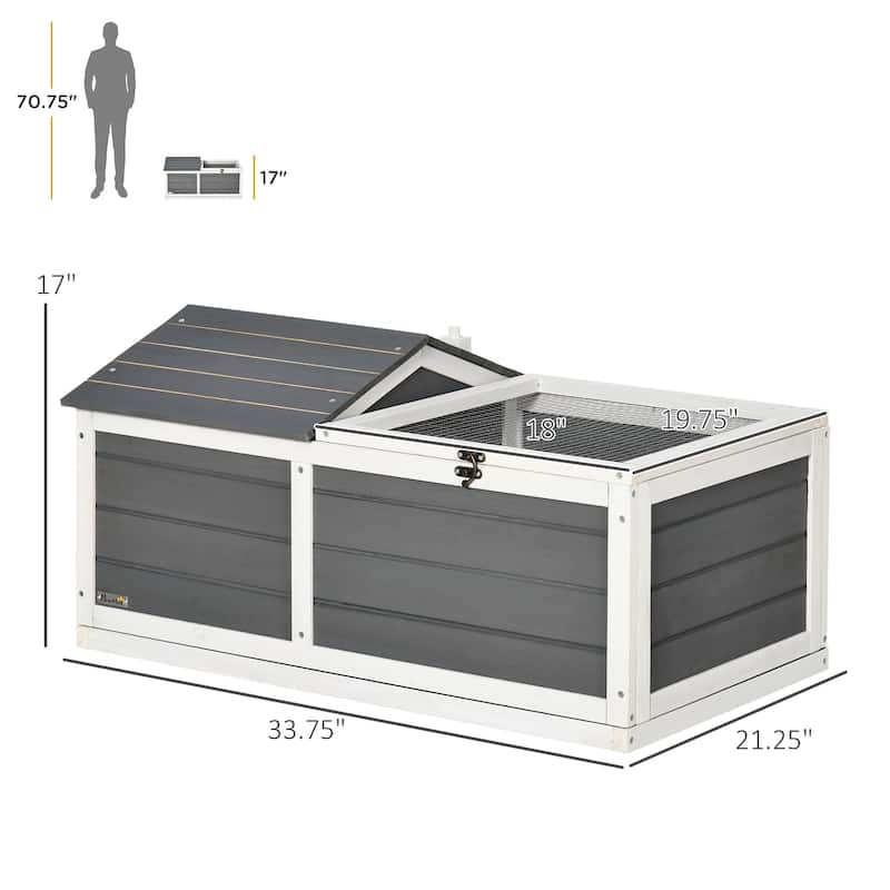 PawHut 34" Wooden Tortoise Habitat Tortoise Enclosure, Indoor/Outdoor Use