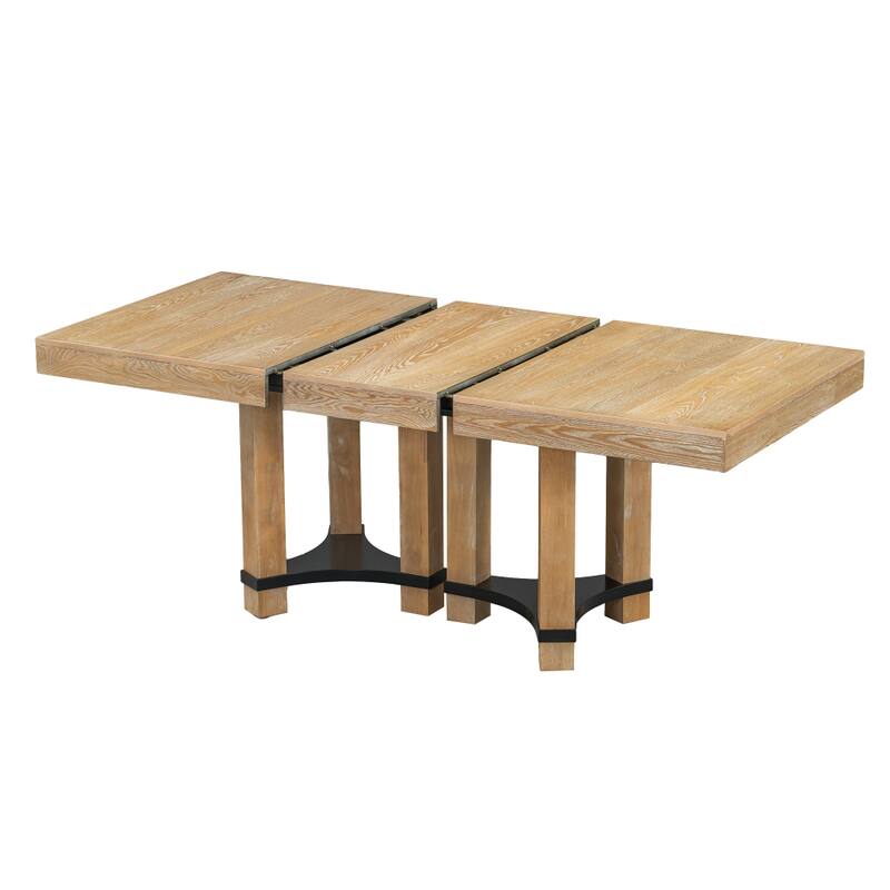 Rustic 7-Piece Extendable Dining Table Set with 18in Removable Leaf