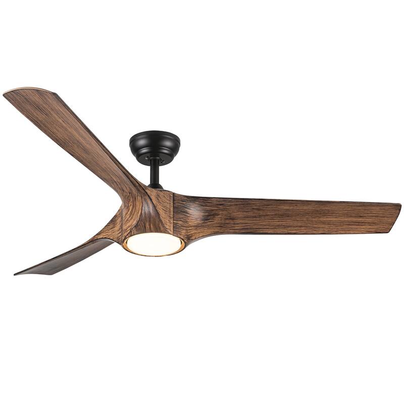 YUHAO 56 inch 6 Speed Quiet DC Motor Indoor Matte White Ceiling Fans with Lights and Remote Control - 56 Inches - Matte Black