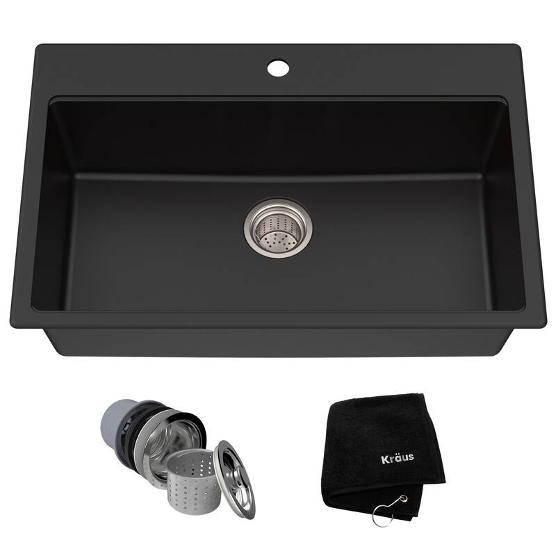 Kraus 30-3/4" Single Basin Dual Mount (Drop In or Undermount) Granite