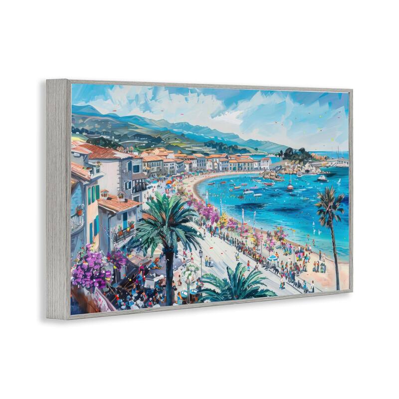 Stupell Busy Summer Beach Town Framed Giclee Art Design By LSR Design Studio