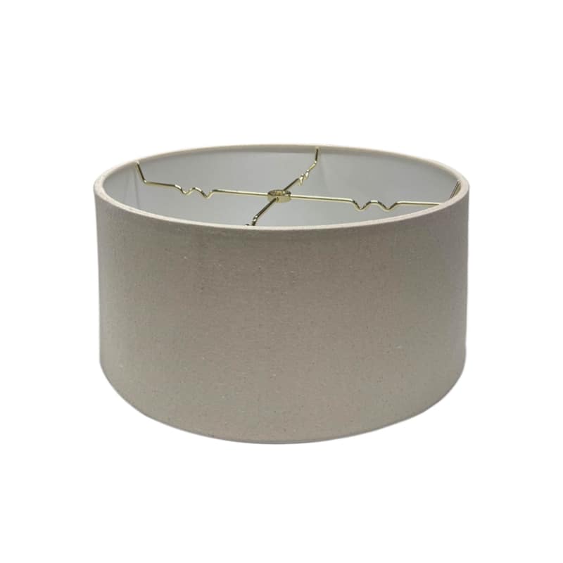 Hardback Shallow Drum Lampshade, Light Oatmeal Linen Fabric, 14x14x7 - N/A