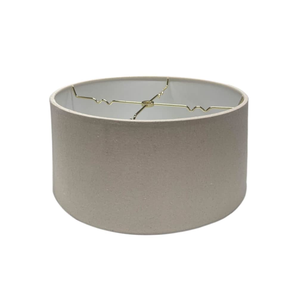 Hardback Shallow Drum Lampshade, Light Oatmeal Linen Fabric, 14x14x7 - N/A