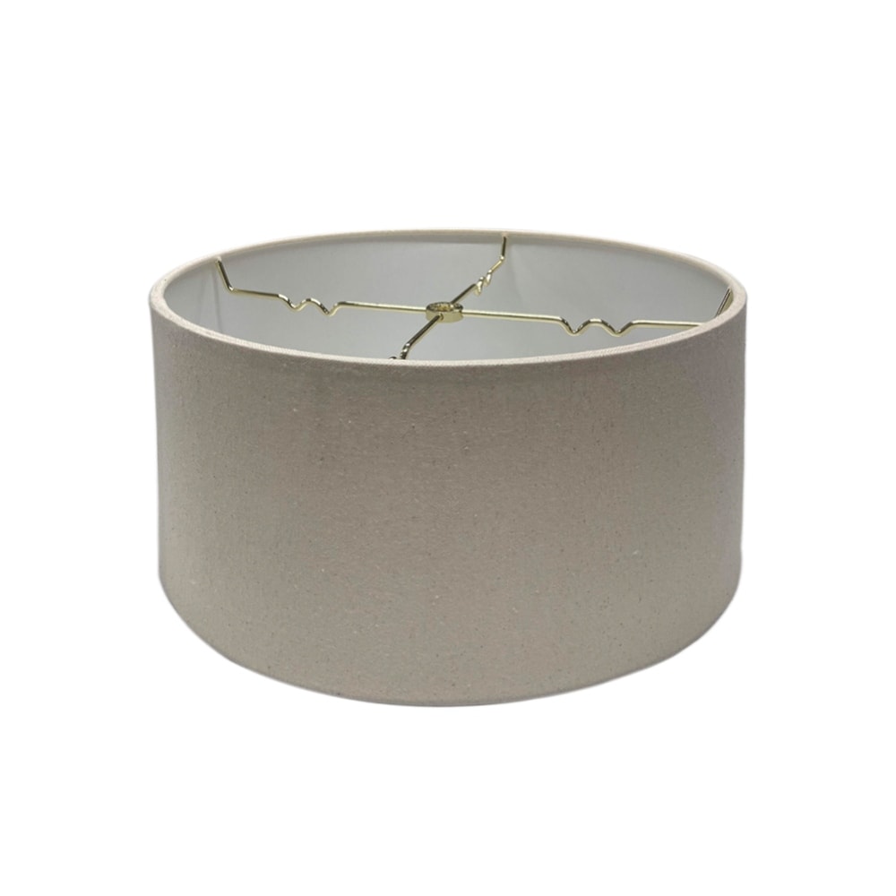 Hardback Shallow Drum Lampshade, Light Oatmeal Linen Fabric, 14x14x7 - N/A